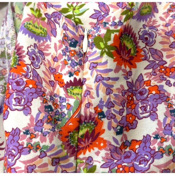 Anthropologie Floral Midi Dress - White and Purple - Picture 5 of 12